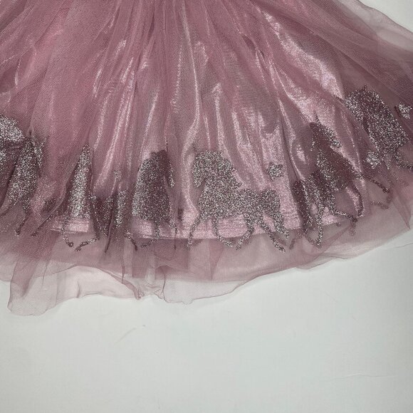 Zunie Girls Cotton Blend Denim & Pink Glitter Unicorn Tutu Dress - 2T - Picture 7 of 11